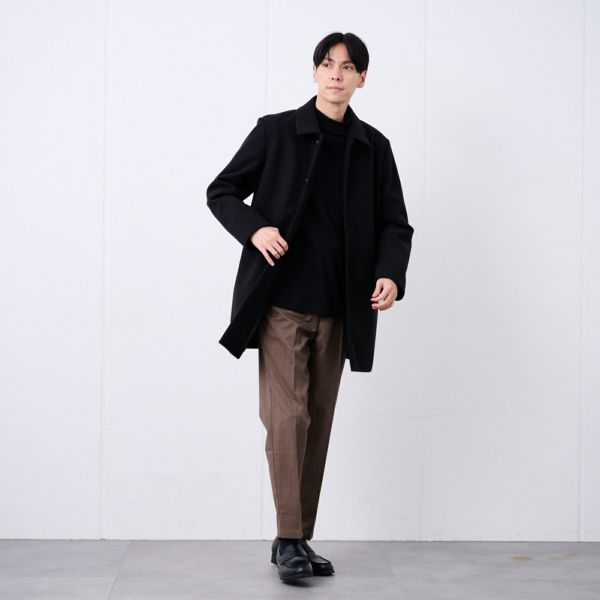 ウールライク　ショートステンカラーコート