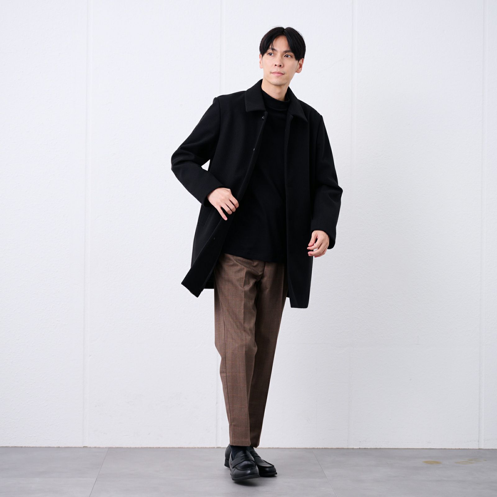 ウールライク　ショートステンカラーコート