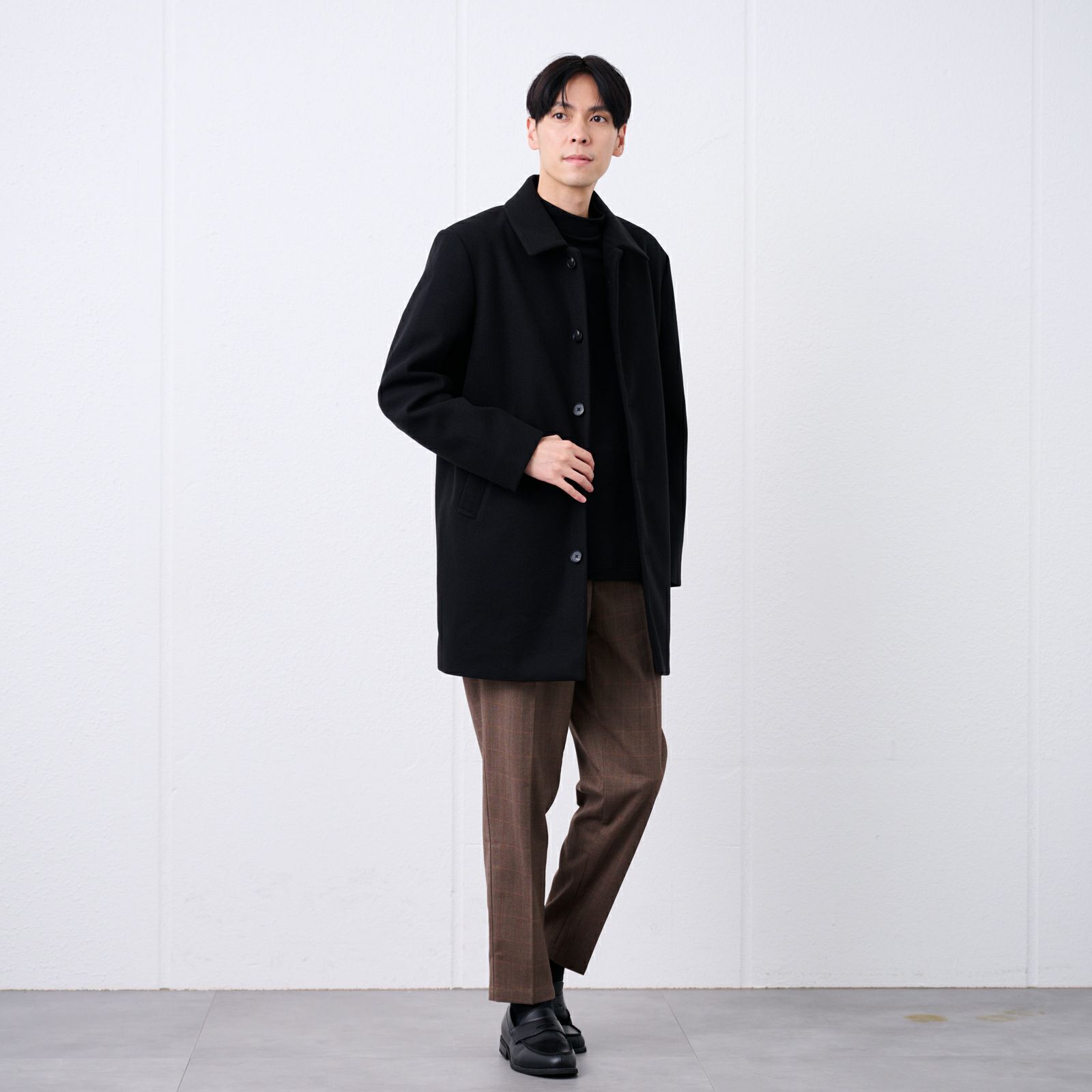 ウールライク　ショートステンカラーコート