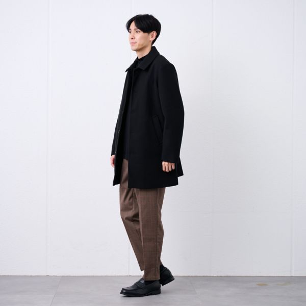 ウールライク　ショートステンカラーコート