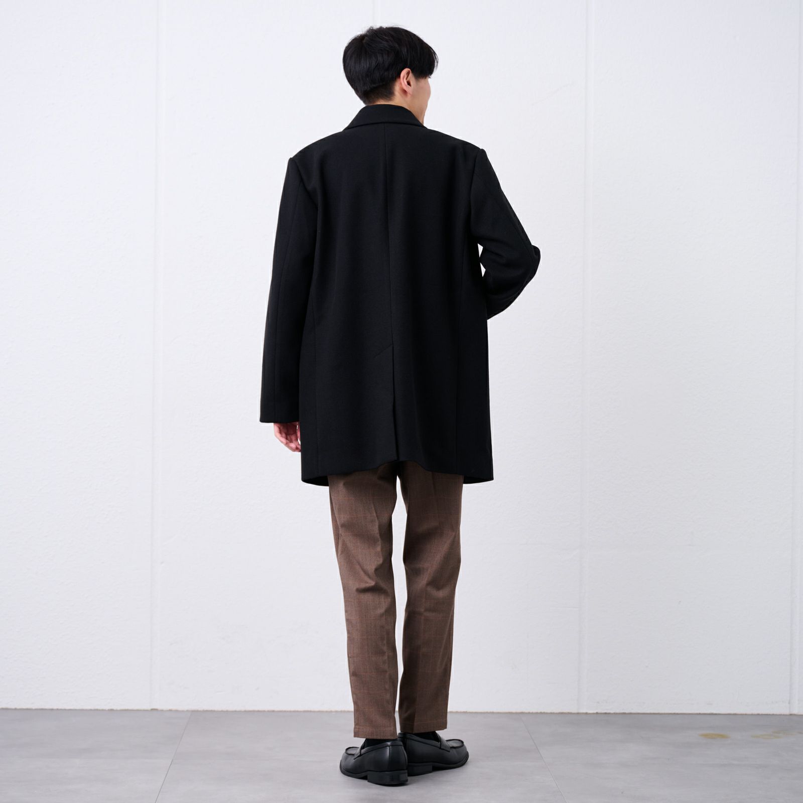 ウールライク　ショートステンカラーコート