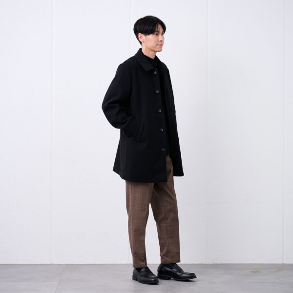 ウールライク　ショートステンカラーコート