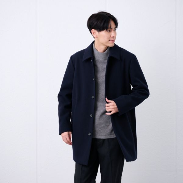 ウールライク　ショートステンカラーコート