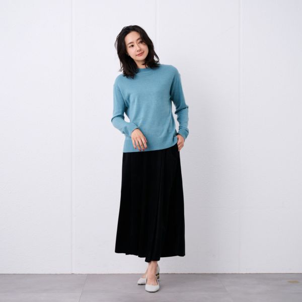 洗える・保温　シフォンタッチ　モックネックプルオーバー