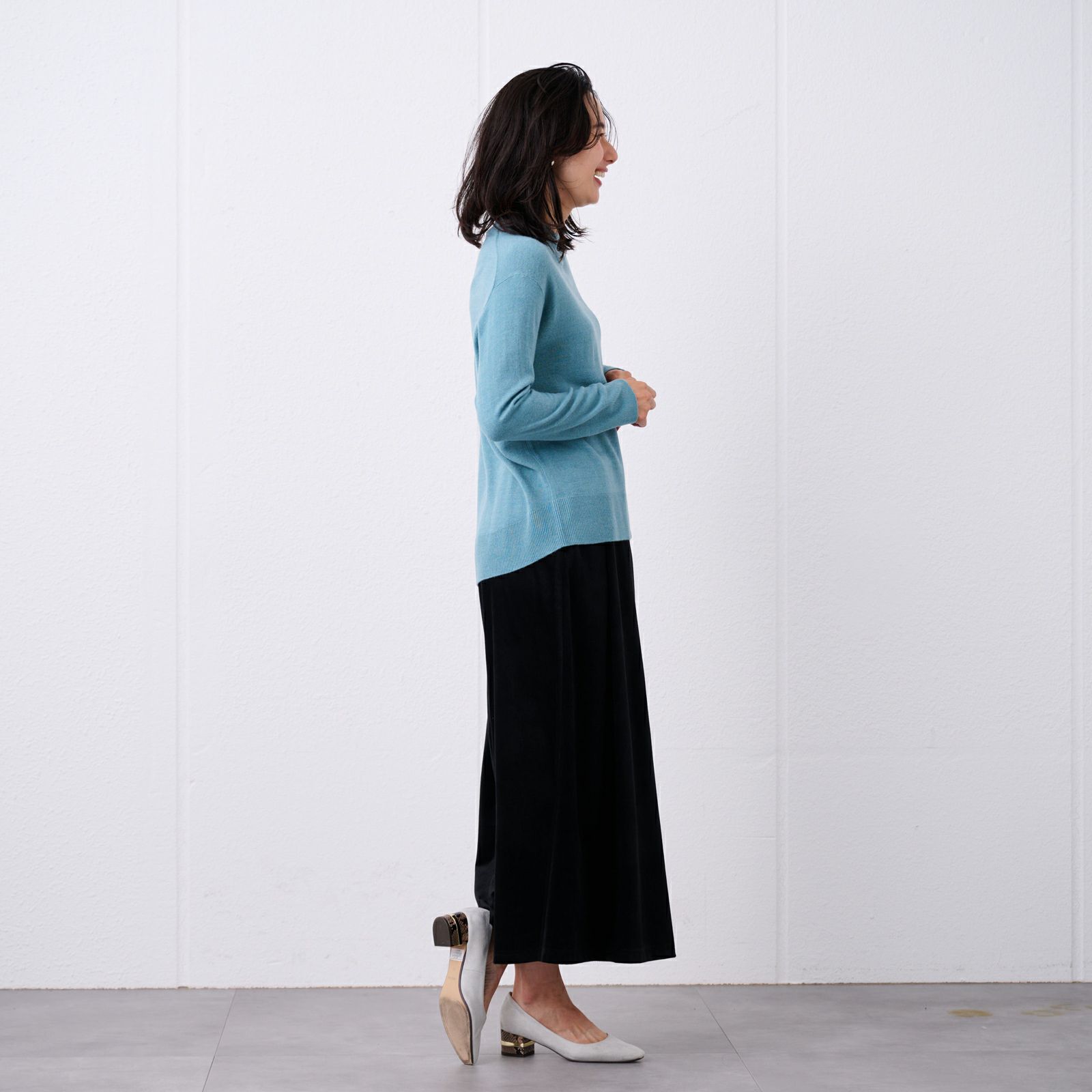 洗える・保温　シフォンタッチ　モックネックプルオーバー