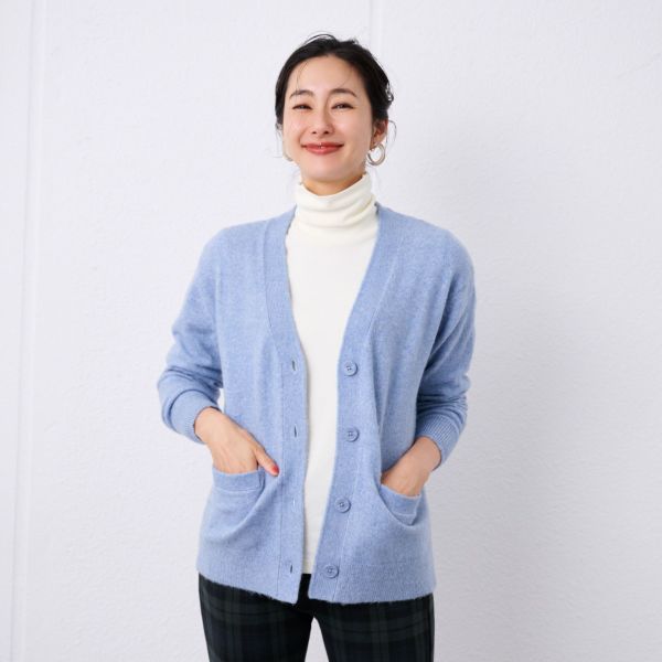 洗える　エコベジヤーン　Vネックカーディガン