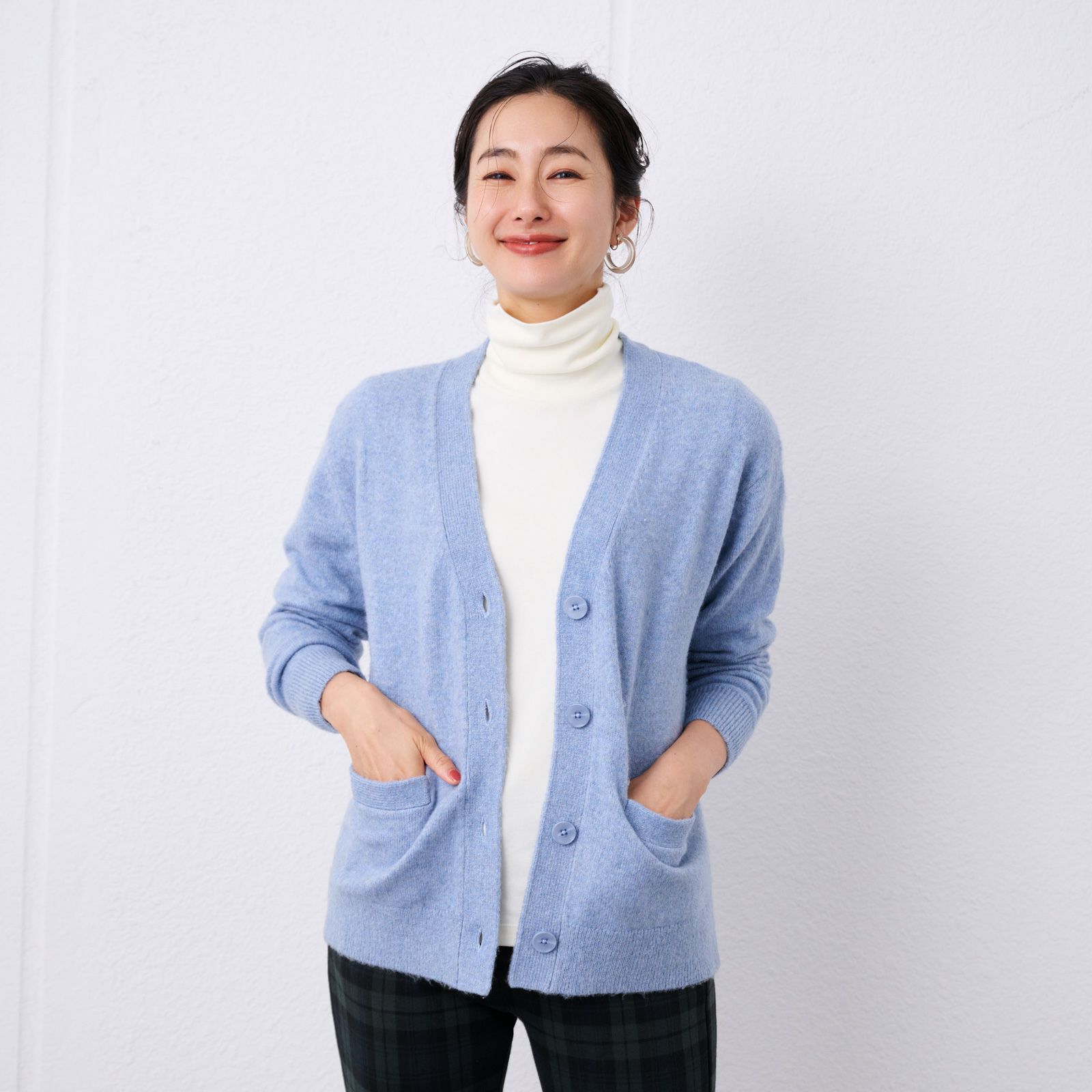 洗える　エコベジヤーン　Vネックカーディガン