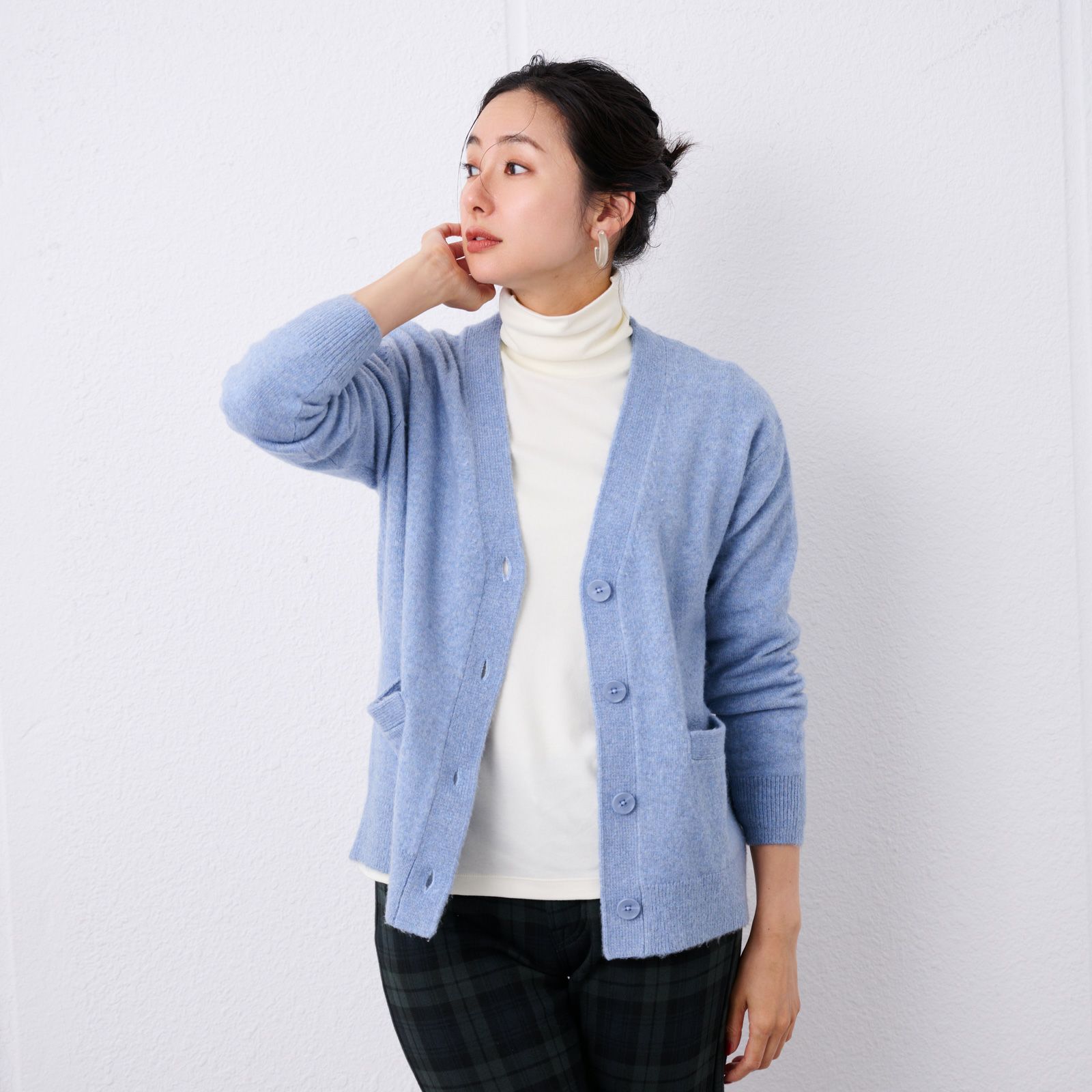 洗える　エコベジヤーン　Vネックカーディガン