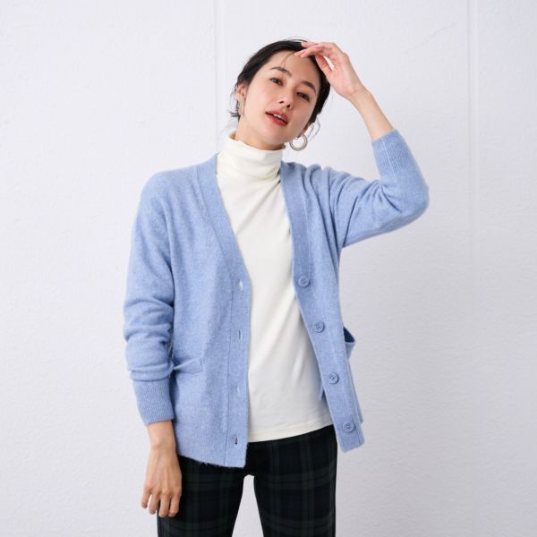 洗える　エコベジヤーン　Vネックカーディガン