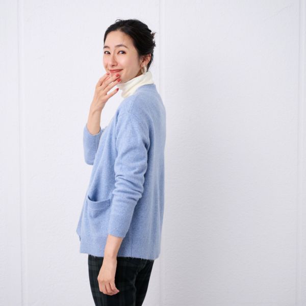 洗える　エコベジヤーン　Vネックカーディガン