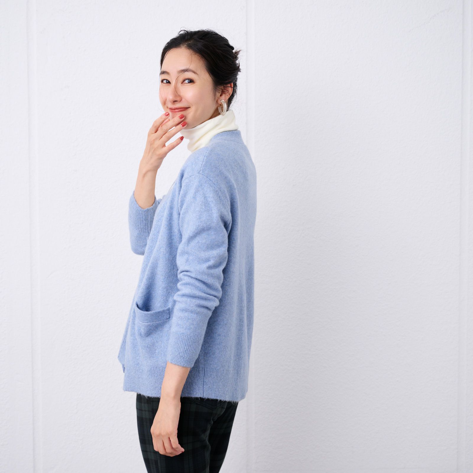 洗える　エコベジヤーン　Vネックカーディガン