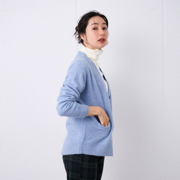 洗える　エコベジヤーン　Vネックカーディガン