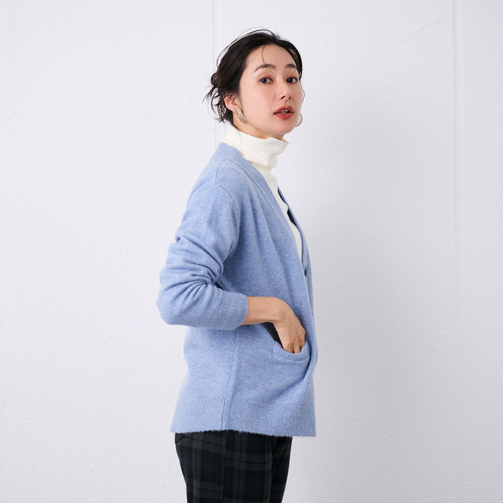 洗える　エコベジヤーン　Vネックカーディガン