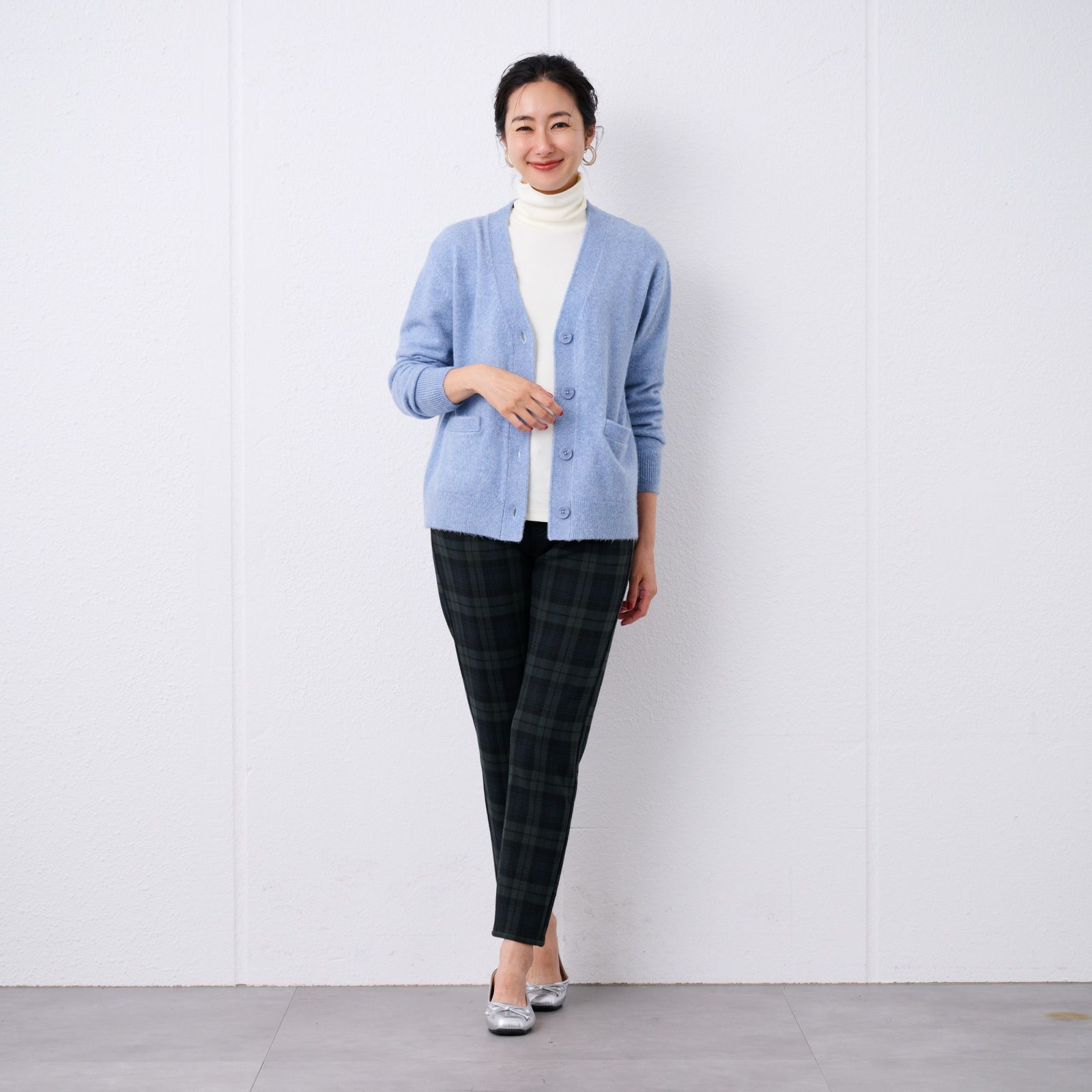 洗える　エコベジヤーン　Vネックカーディガン