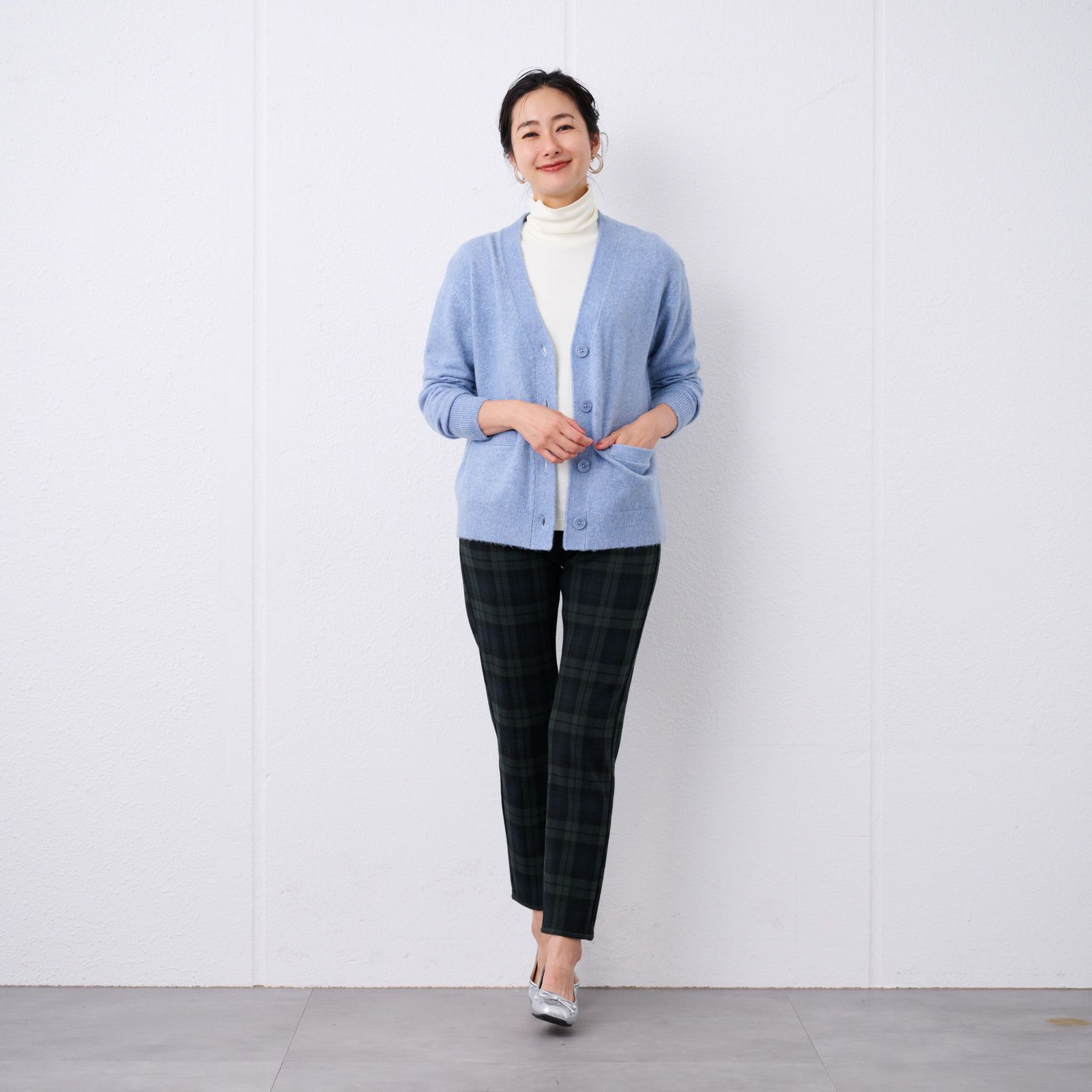 洗える　エコベジヤーン　Vネックカーディガン