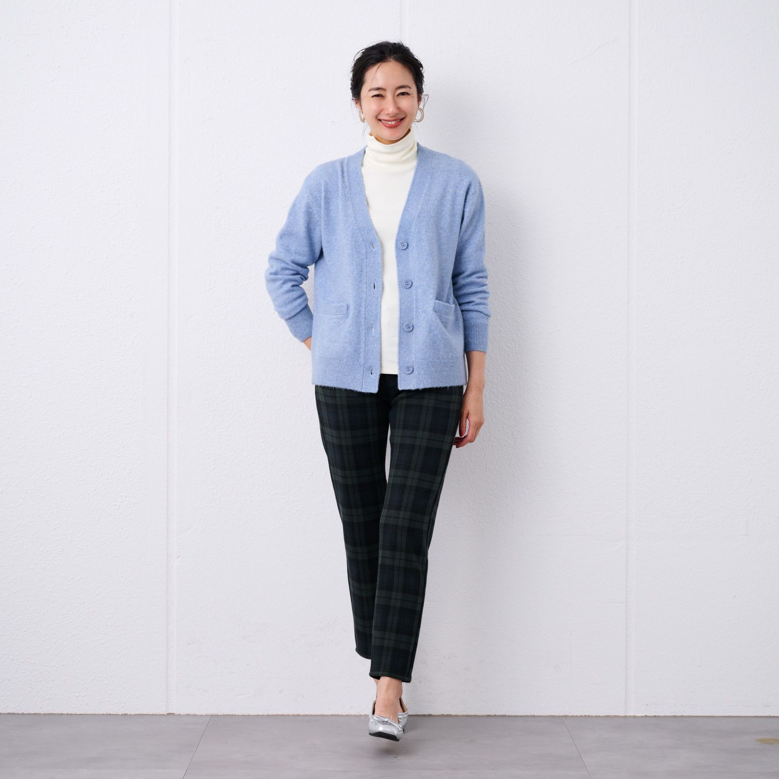 洗える　エコベジヤーン　Vネックカーディガン