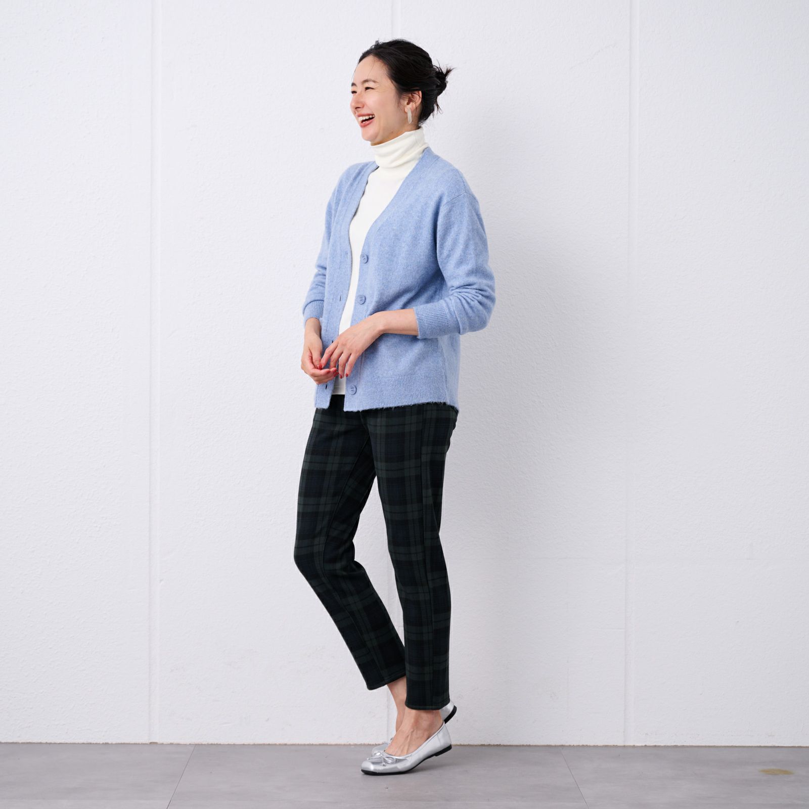 洗える　エコベジヤーン　Vネックカーディガン