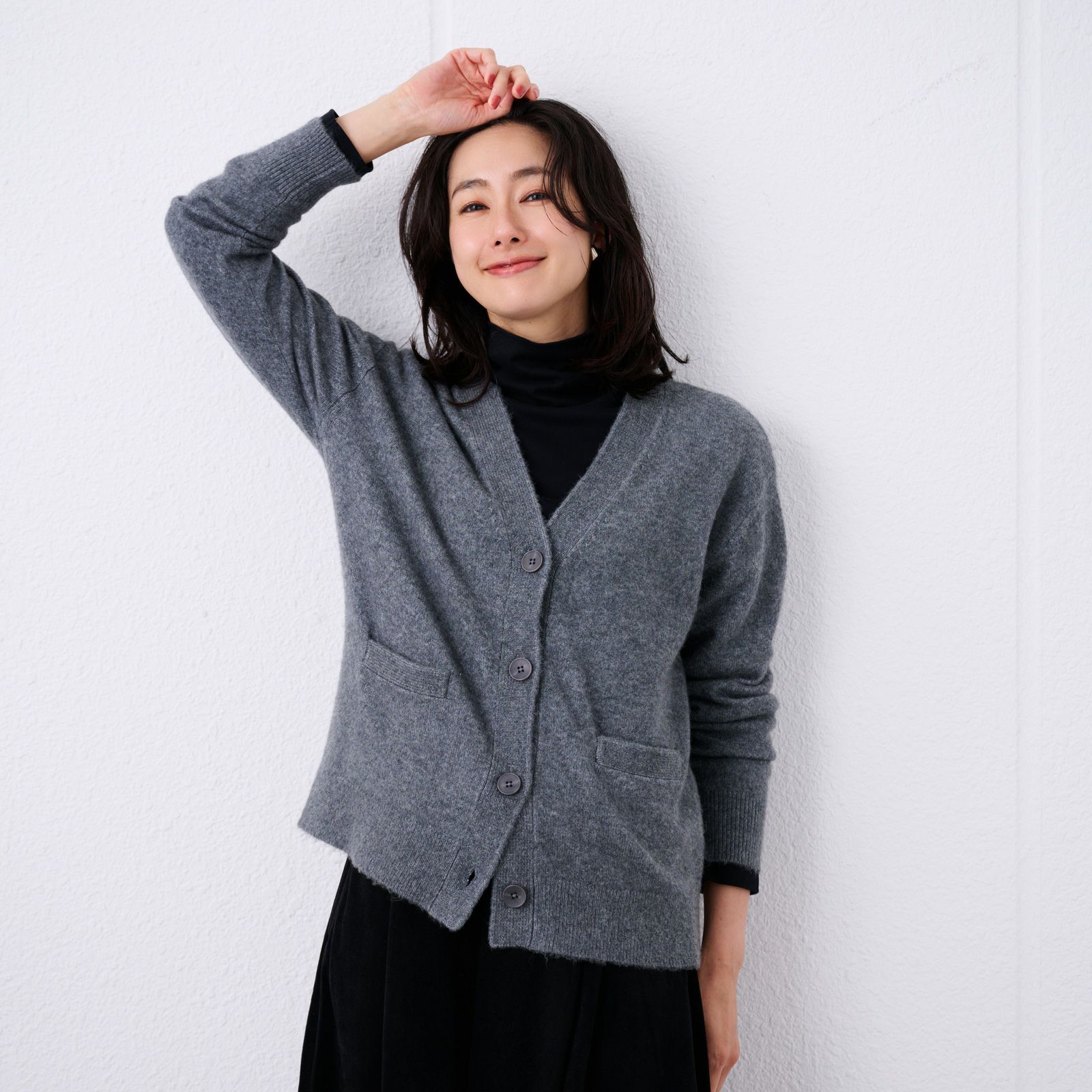 洗える　エコベジヤーン　Vネックカーディガン