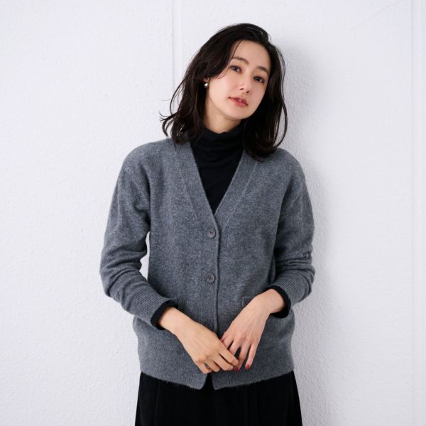 洗える　エコベジヤーン　Vネックカーディガン