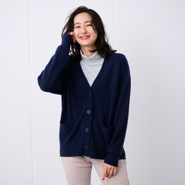 洗える　エコベジヤーン　Vネックカーディガン