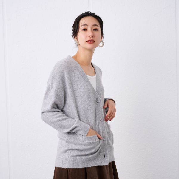 洗える　エコベジヤーン　Vネックカーディガン