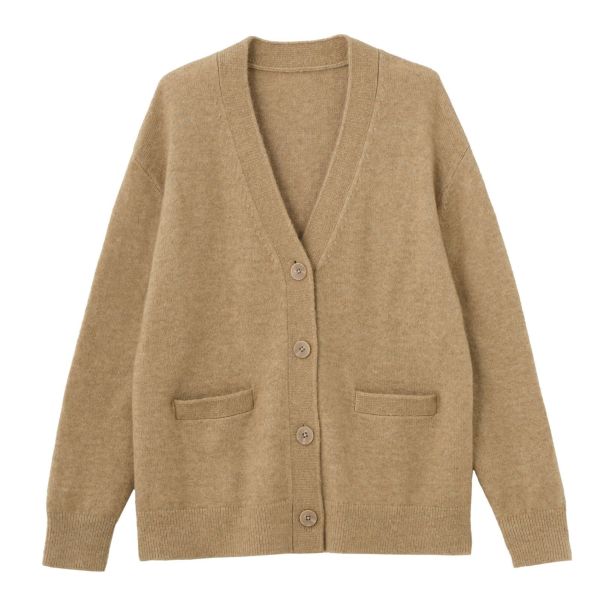 洗える　エコベジヤーン　Vネックカーディガン