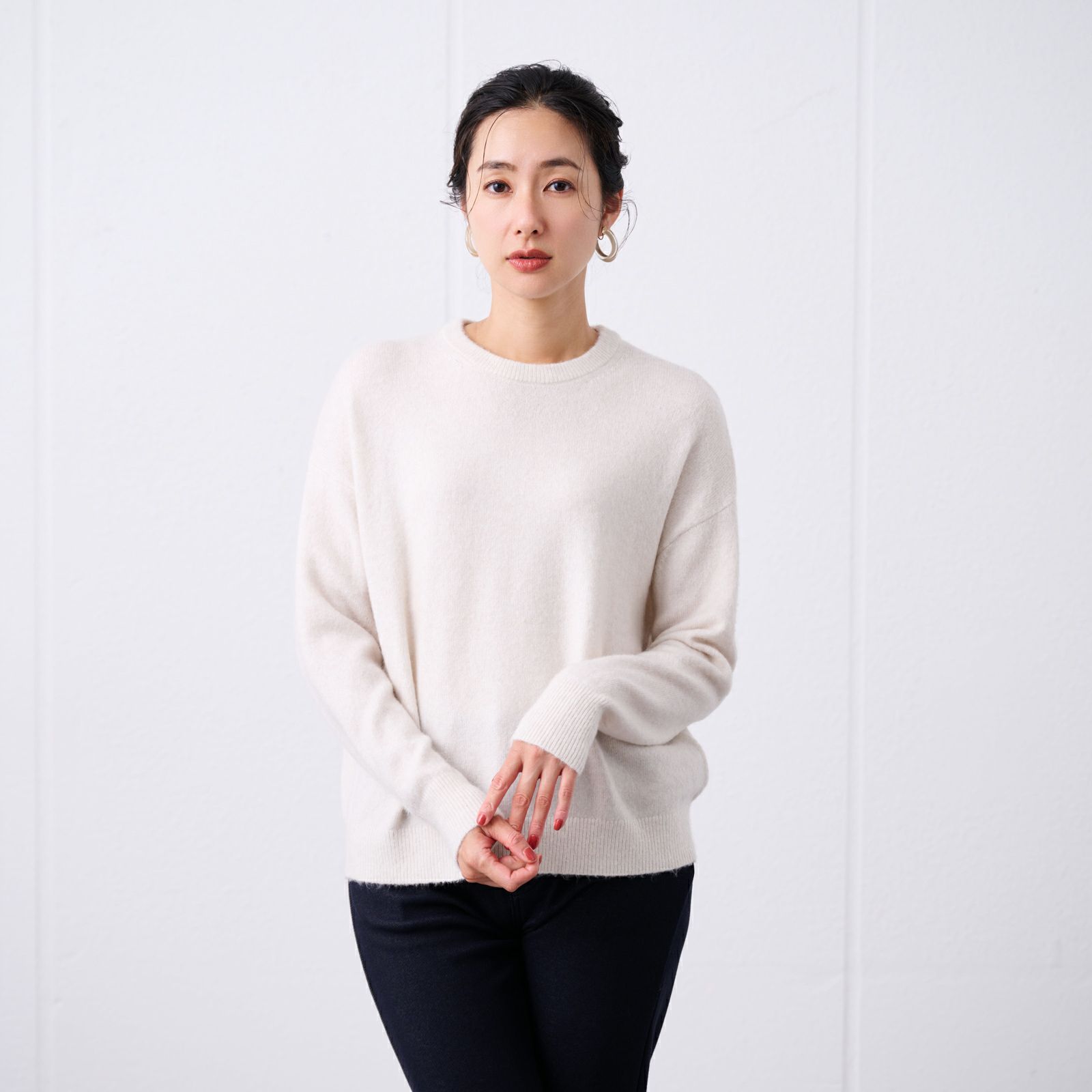 洗える　エコベジヤーン　クルーネックプルオーバー