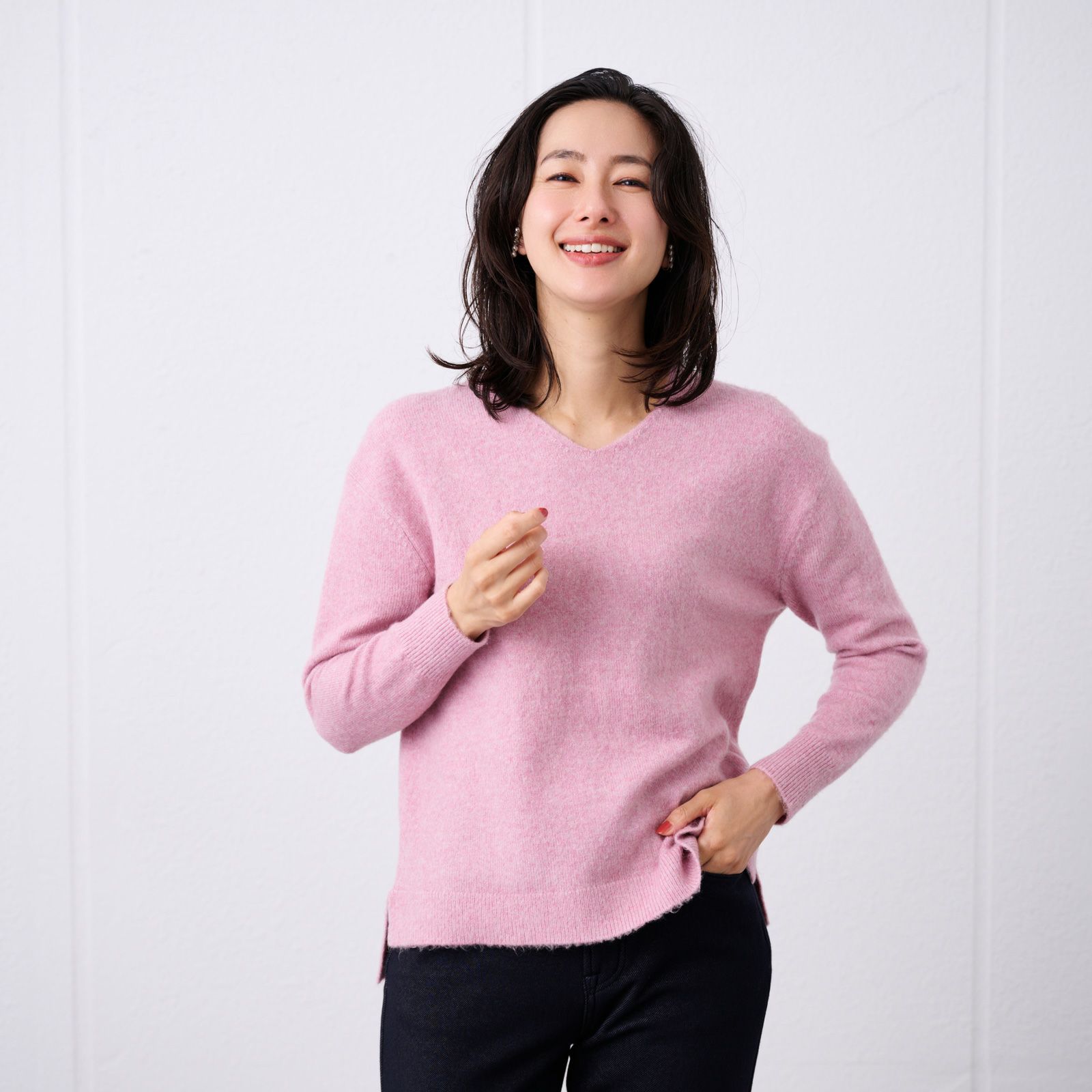 洗える　エコべジヤーン　Ｖネックプルオーバー