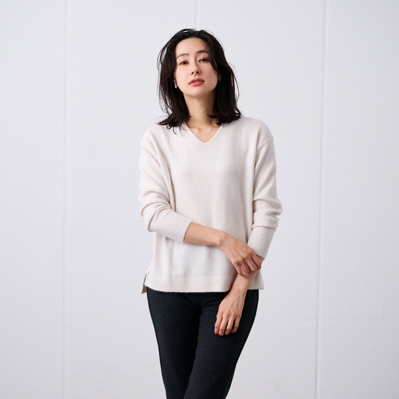 洗える　エコべジヤーン　Ｖネックプルオーバー