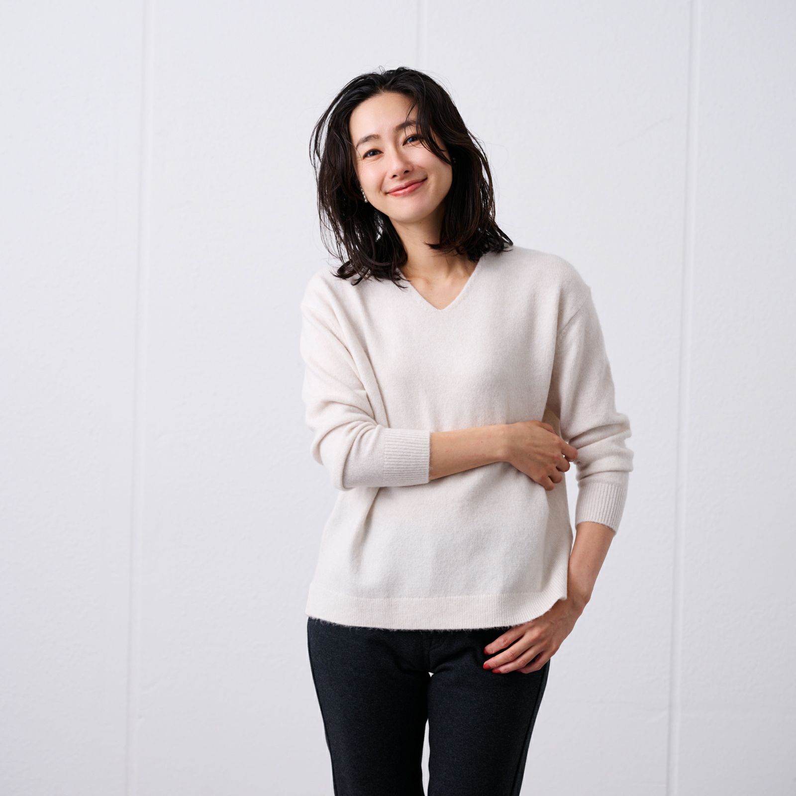 洗える　エコべジヤーン　Ｖネックプルオーバー