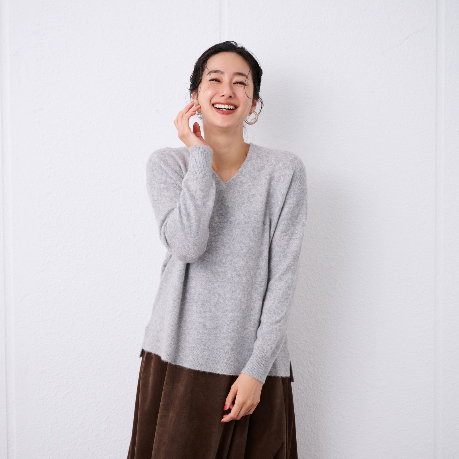 洗える　エコべジヤーン　Ｖネックプルオーバー