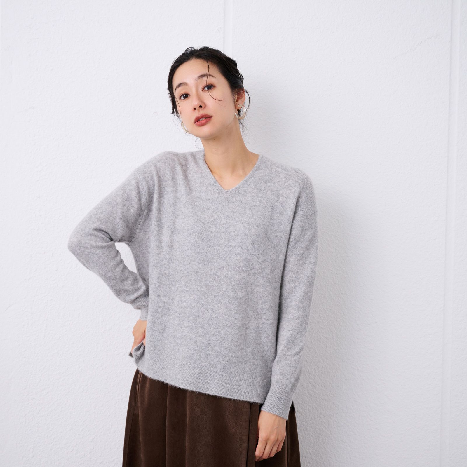 洗える　エコべジヤーン　Ｖネックプルオーバー