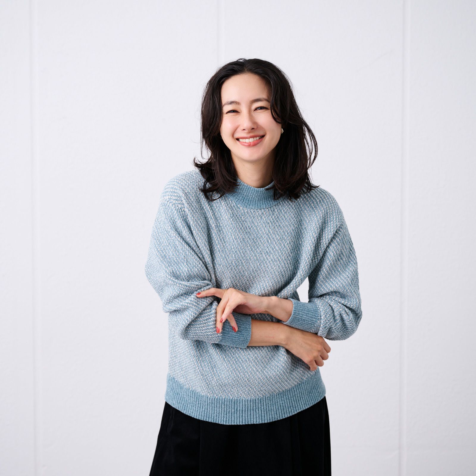 洗える　モールジャカードモックネックプルオーバー