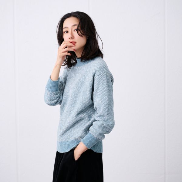 洗える　モールジャカードモックネックプルオーバー