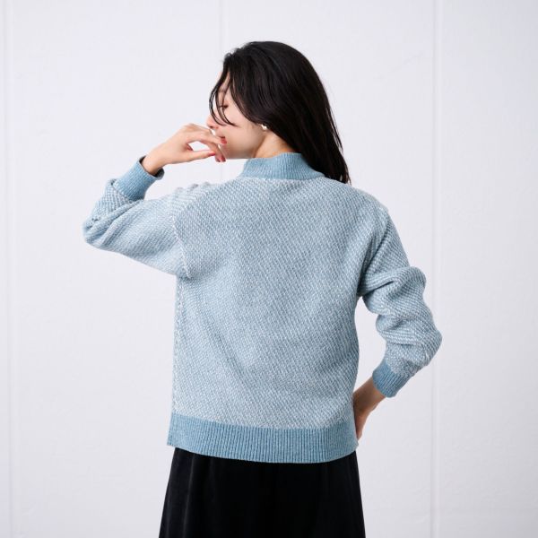 洗える　モールジャカードモックネックプルオーバー