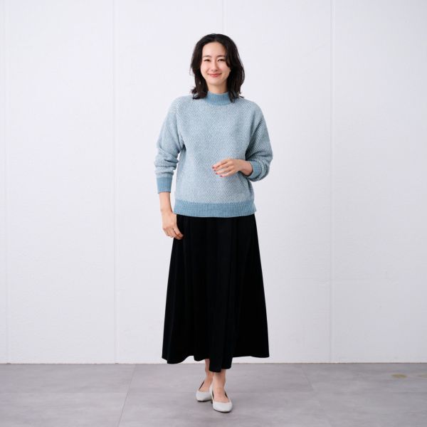 洗える　モールジャカードモックネックプルオーバー