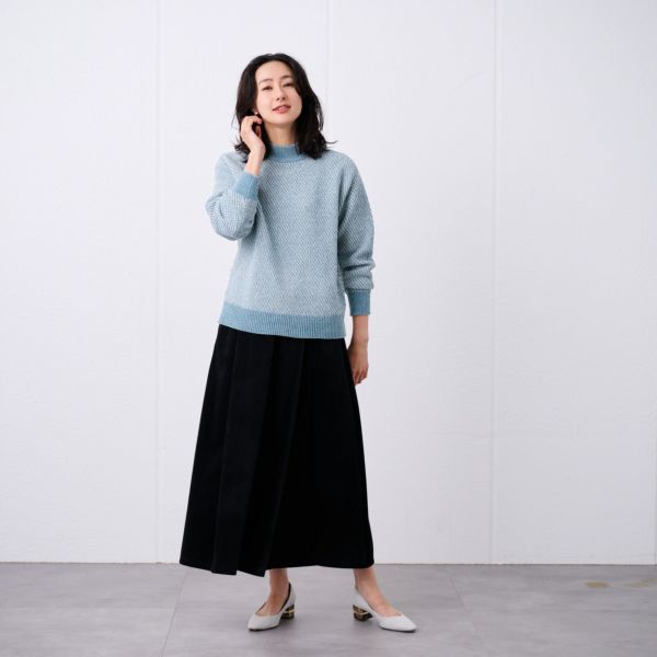 洗える　モールジャカードモックネックプルオーバー