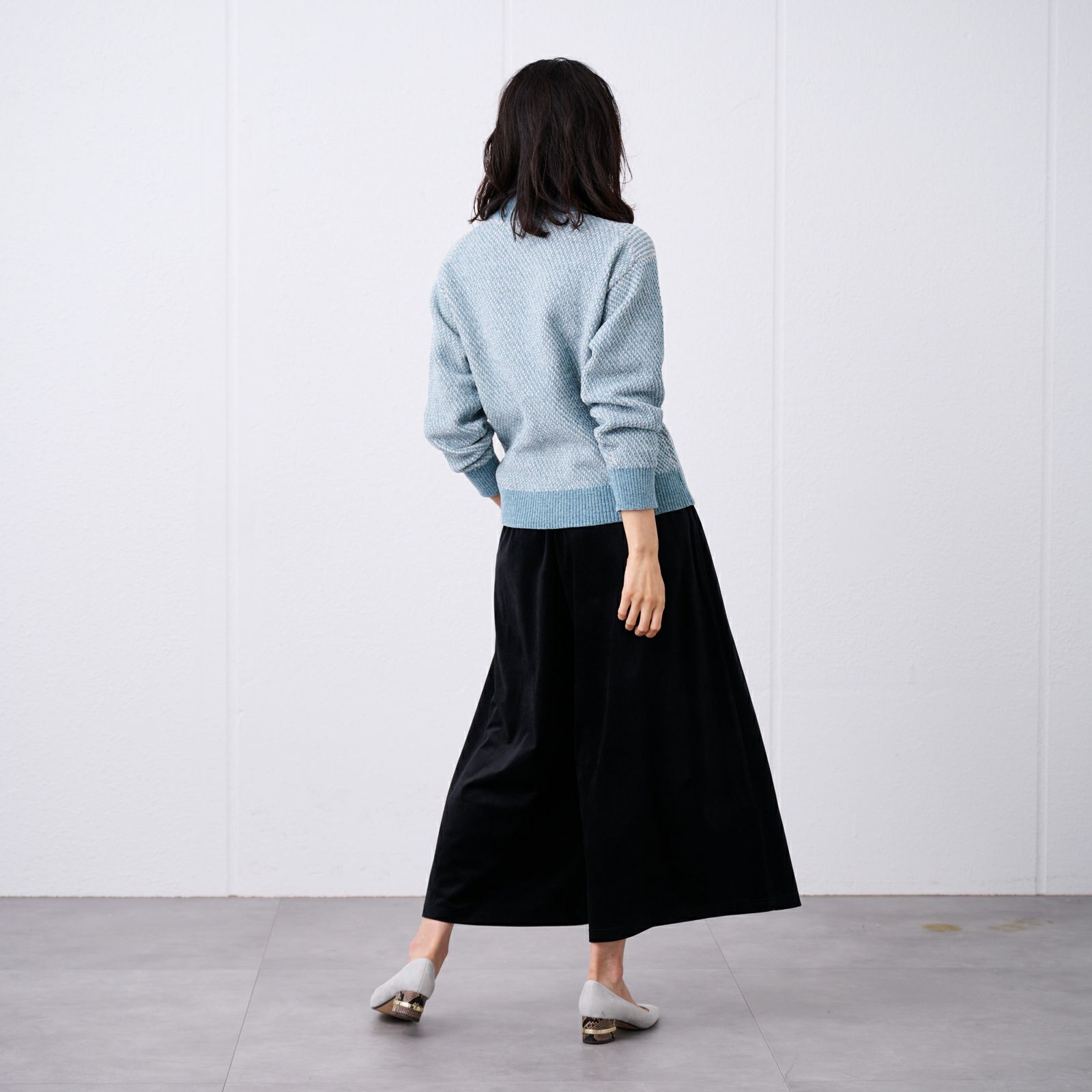 洗える　モールジャカードモックネックプルオーバー