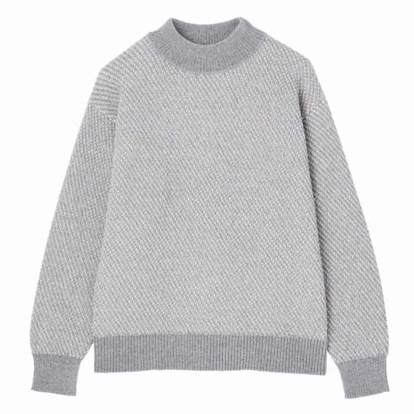 洗える　モールジャカードモックネックプルオーバー