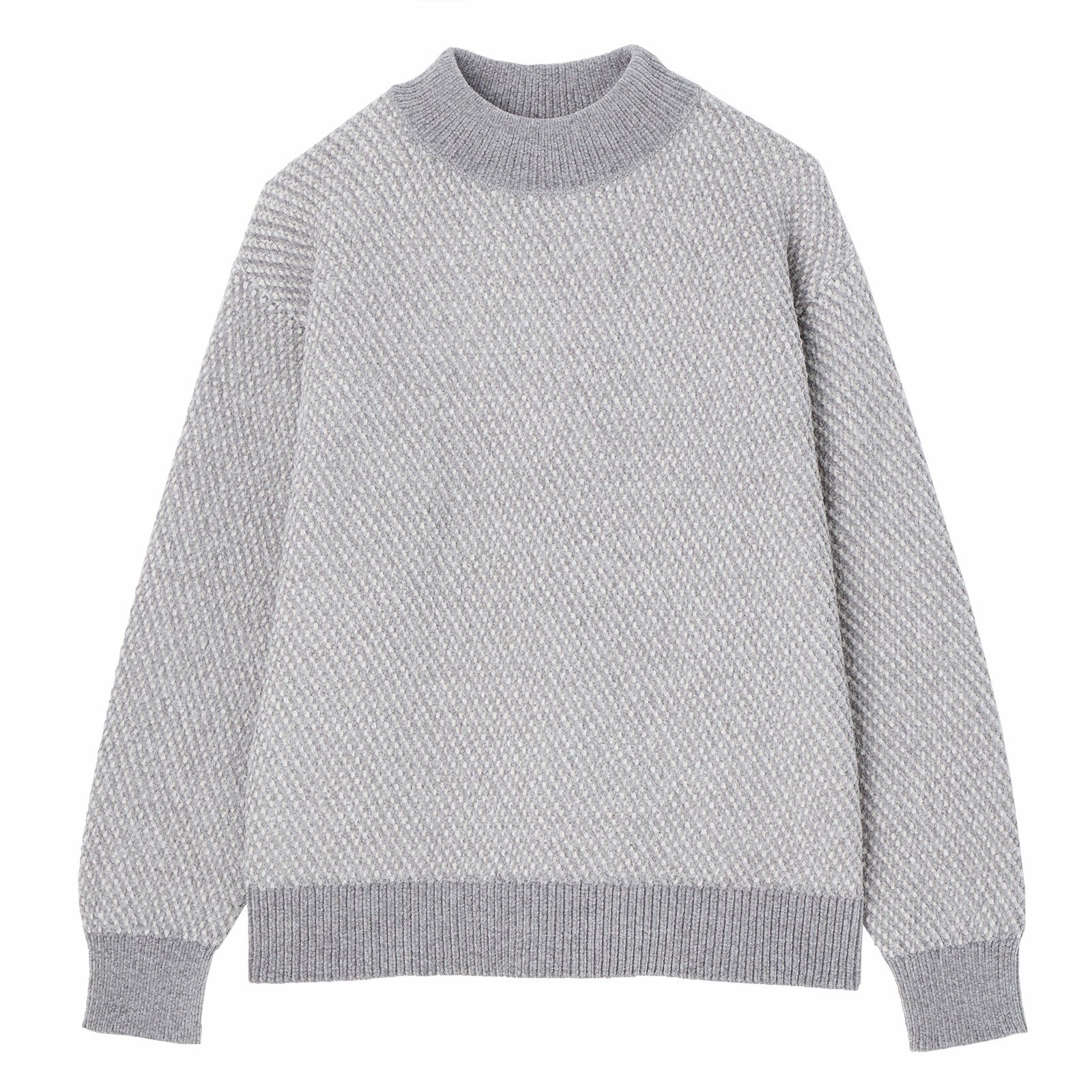 洗える　モールジャカードモックネックプルオーバー