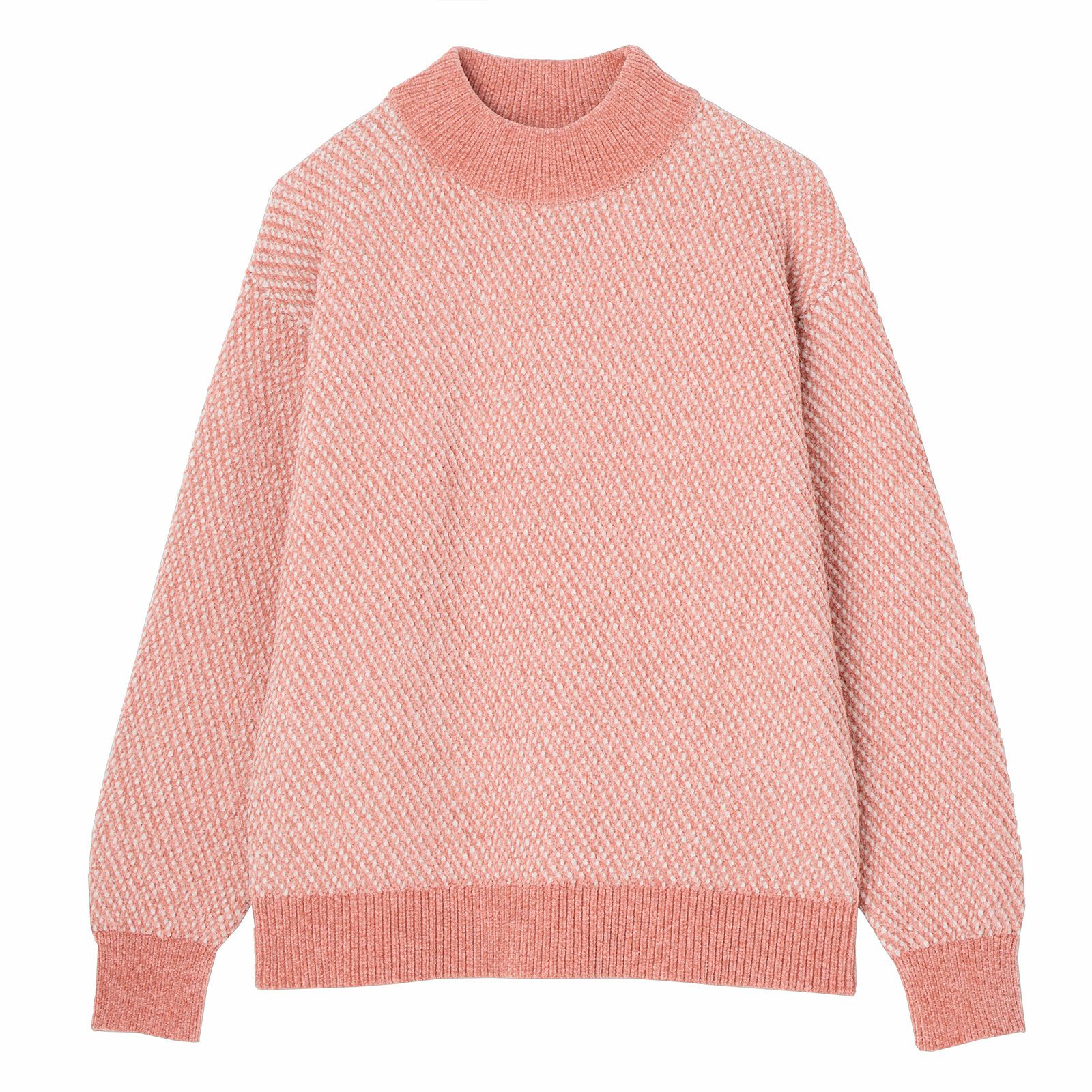 洗える　モールジャカードモックネックプルオーバー