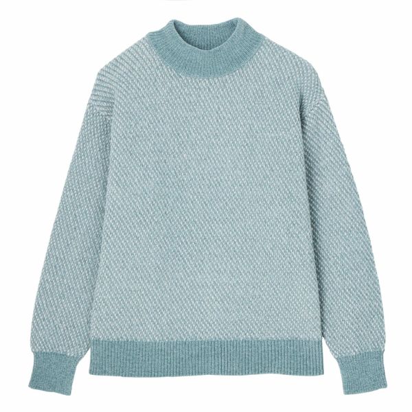 洗える　モールジャカードモックネックプルオーバー