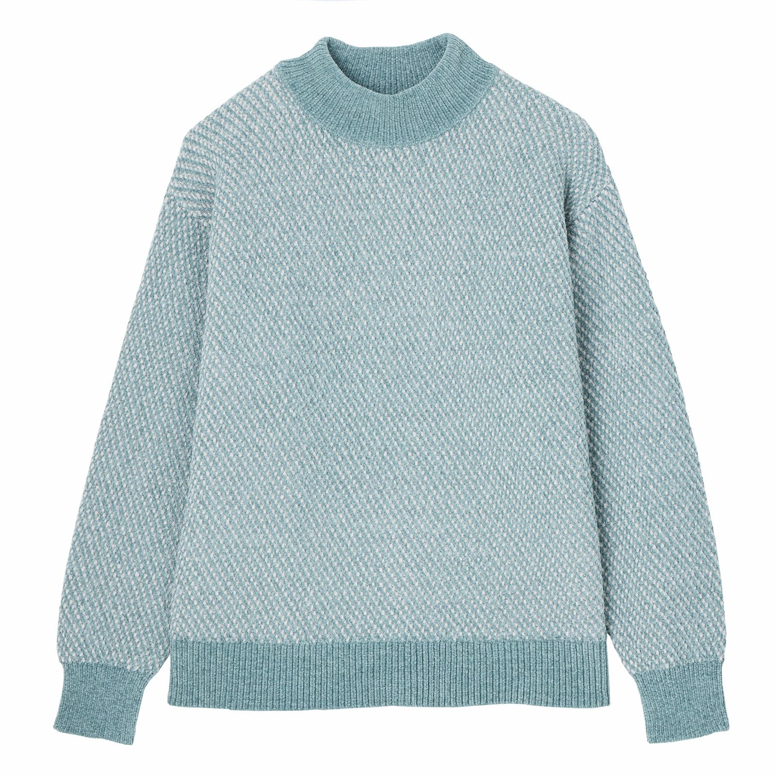 洗える　モールジャカードモックネックプルオーバー