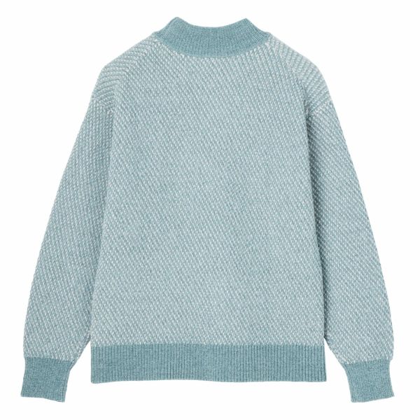 洗える　モールジャカードモックネックプルオーバー