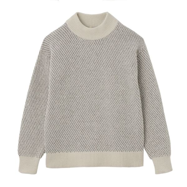 洗える　モールジャカードモックネックプルオーバー