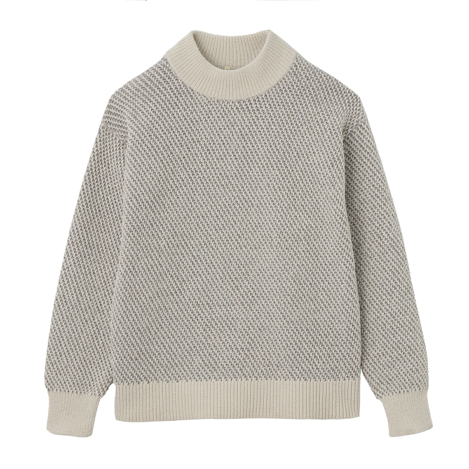 洗える　モールジャカードモックネックプルオーバー