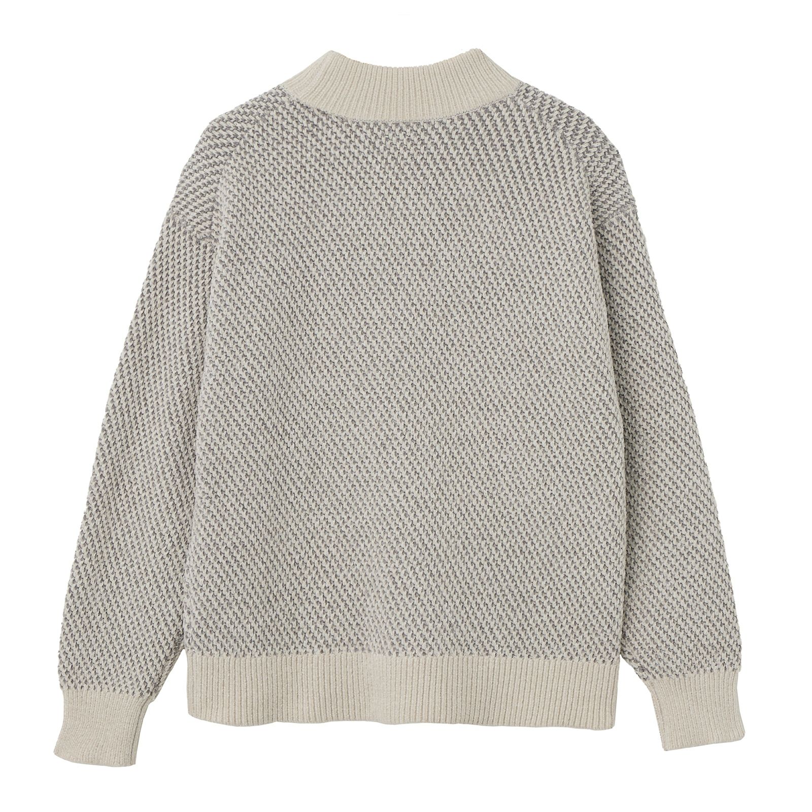 洗える　モールジャカードモックネックプルオーバー