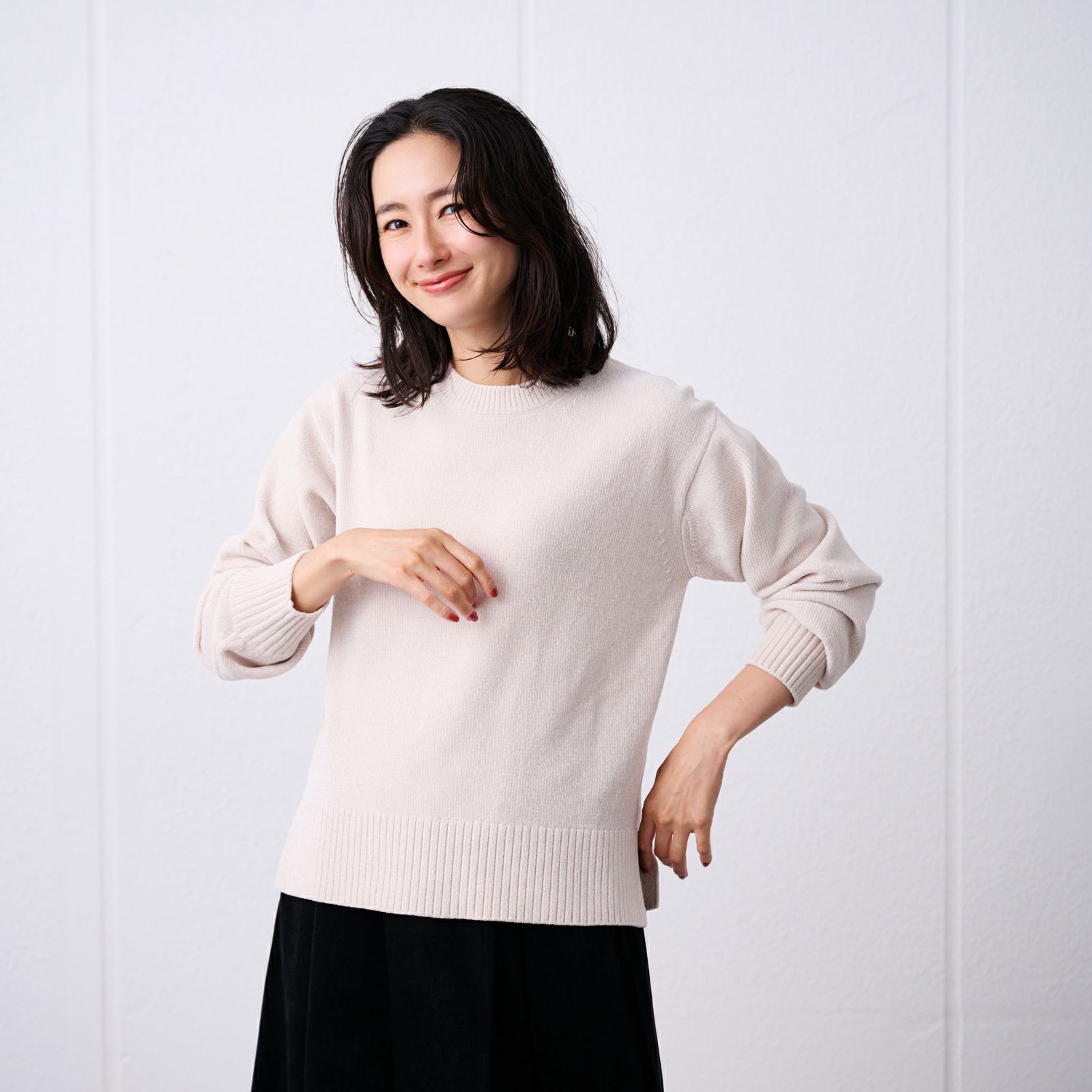 洗える　モールクルーネックプルオーバー