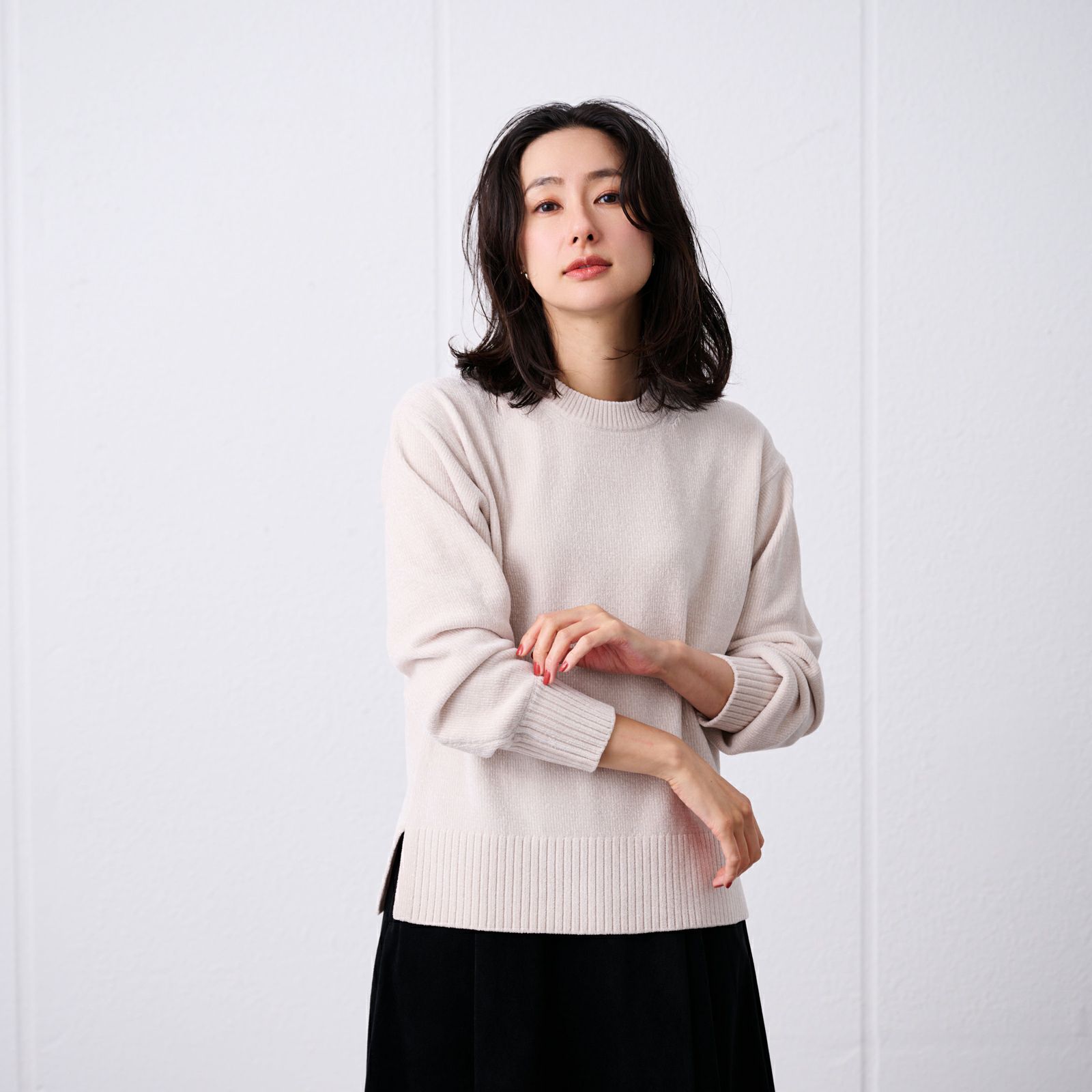 洗える　モールクルーネックプルオーバー