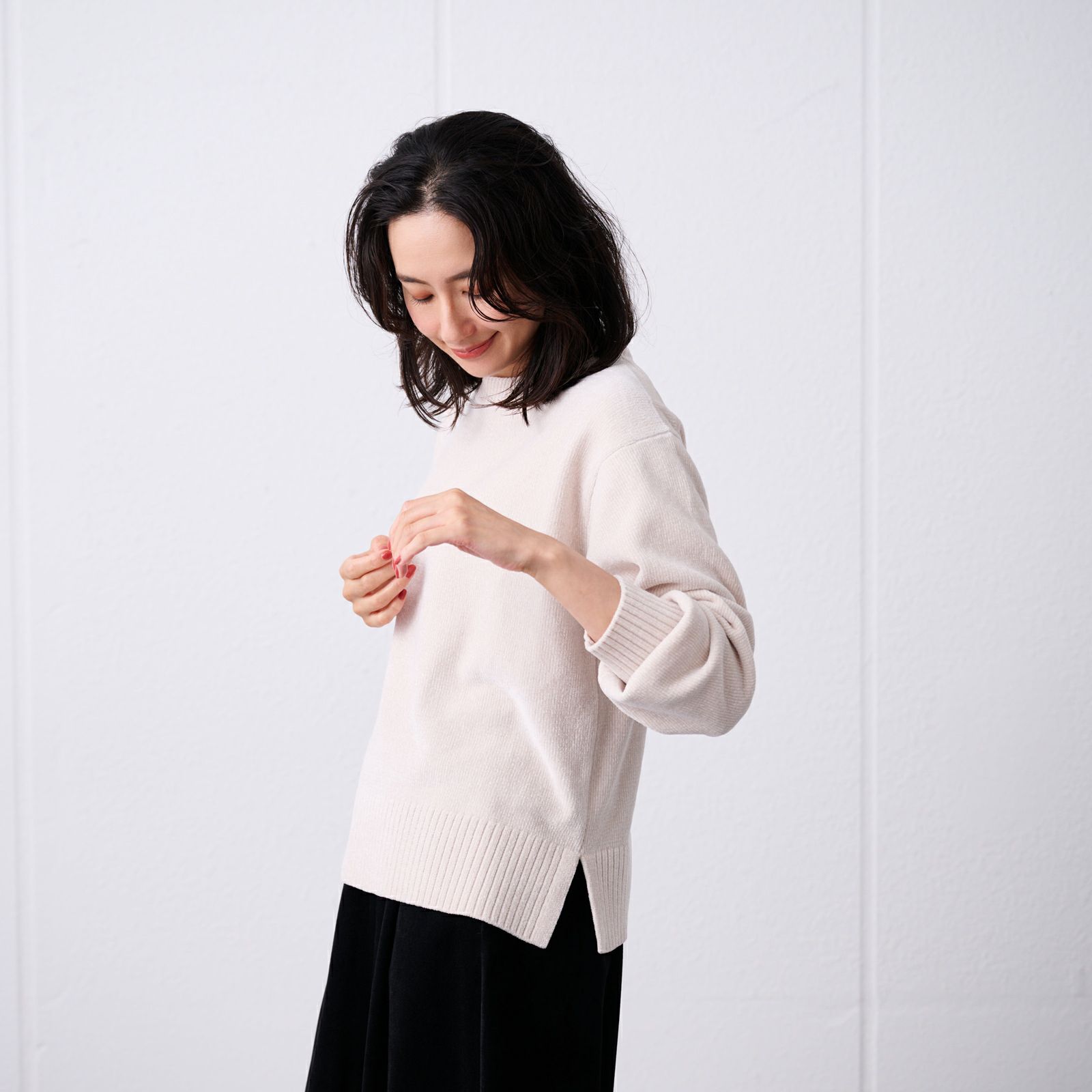 洗える　モールクルーネックプルオーバー